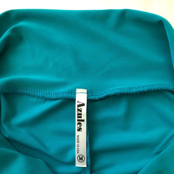 Azules Women's Poly Span Comfy Stretch Palazzo Pants, S,M,L,XL,Jade, Made in USA - Picture 2 of 4